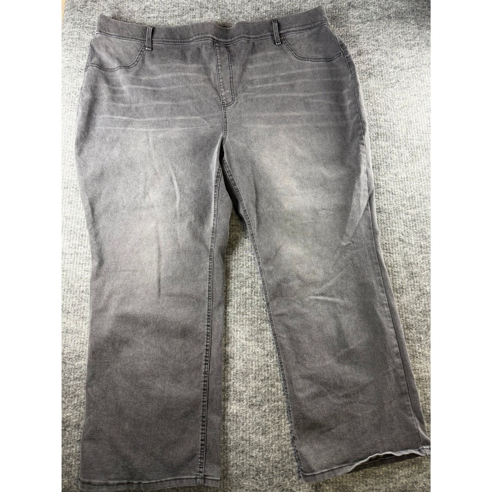 Terra & Sky Womens Grey Wash Stretch Pull On Straight Leg Pants Plus Size 4X